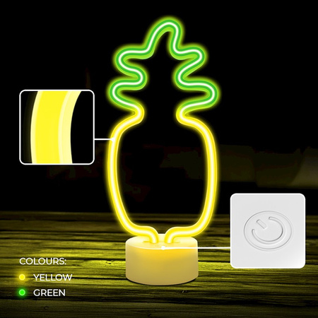 Neon na podstawce LED ANANAS pomarańczowo zielony USB-C FSC-12 Forever Light