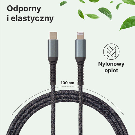 QUALO recycling kabel USB-C/Lightning 2,4A 1m QRC-CL-01