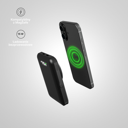 QUALO MagSafe power bank 10000 mAh z LED i podstawką czarny QMPB5-LD-01