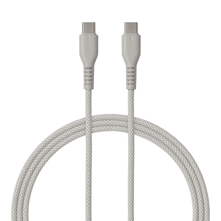 QUALO kabel nylonowy USB-C - USB-C 1,5m 3A 60W szary QKN-CC-18