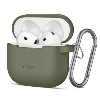 Etui Tech-Protect Silicone Hook do Airpods 4 oliwkowe TTT