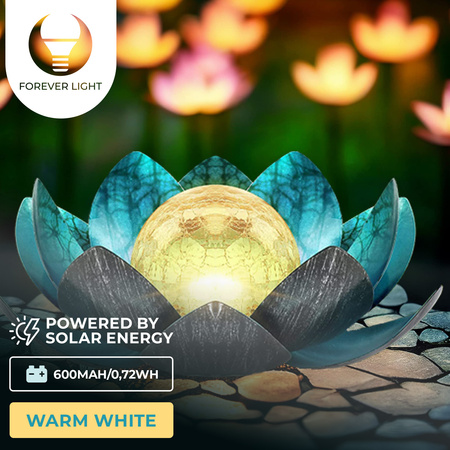 Lampa solarna LED SUNARI FLS-70 Kwiat Lotosu niebieski 3000K 600mAh Ni-MH Forever Light
