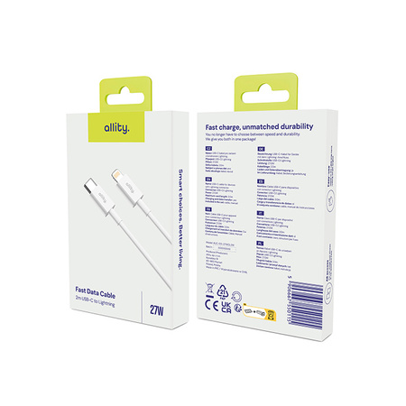 Allity kabel AUC-02 USB-C - Lightning 2,0 m 27W biały