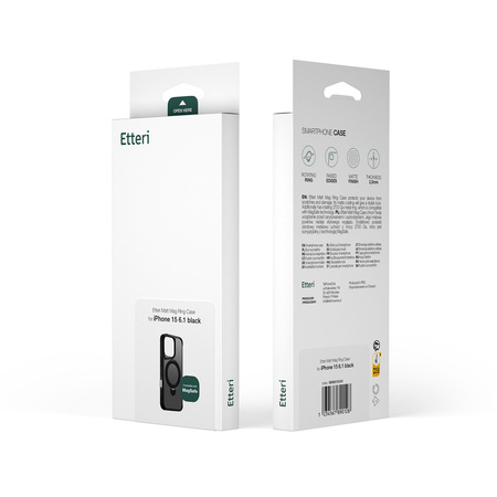 Etui Etteri Matt Mag Ring do iPhone 15 Pro Max 6,7" czarne