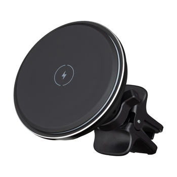 QUALO MagSafe uchwyt samochodowy do kratki z ładowaniem indukcyjnym oval LED czarny QMUS-KO-LD-01