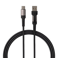 QUALO kabel silicon 2w1 USB-C - USB-C + USB-A  1,2m 3A czarny QKN-2w1-CCA-01